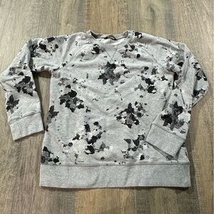 The North Face Womens Floral Sweatshirt Size M Gray Black French Terry Pullover